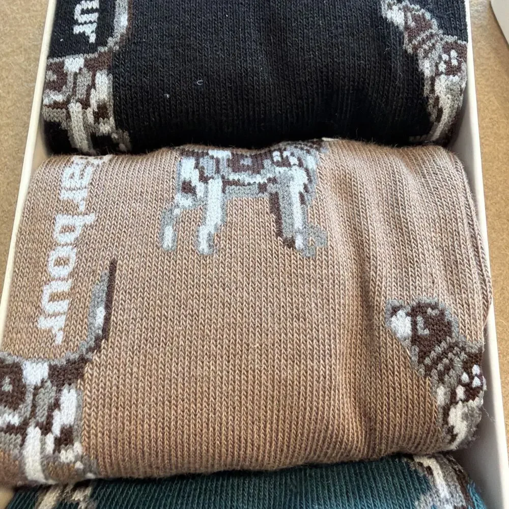 Barbour Men’s Sock Gift Set- Pointer Dog Socks Size L 7.5-11.5